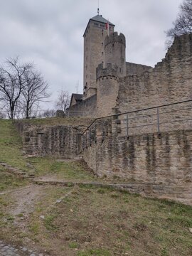 Vertical closeup shot of the Starkenburg castle in Heppenheim, Germany
