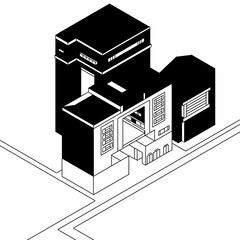 illustration isometric of building houses 