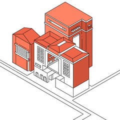 illustration isometric of building houses 
