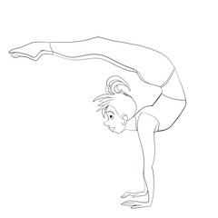 Illustration of a woman doing yoga exercise gymnastics outline