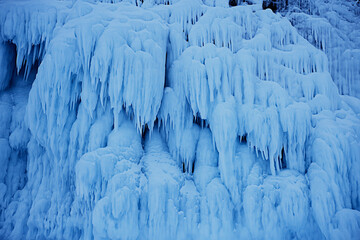 ice splashes baikal rocks, abstract winter view