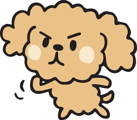 ゆるい手描きのトイプードル　がんばりますポーズ