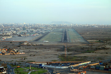 Airport approach view from the cockpit