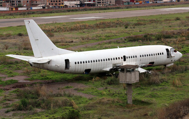 Remains of abandoned commercial jet
