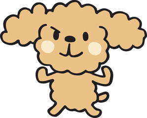 ゆるい手描きのトイプードル　ガッツポーズ