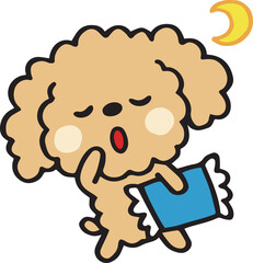 ゆるい手描きのトイプードル　おやすみポーズ