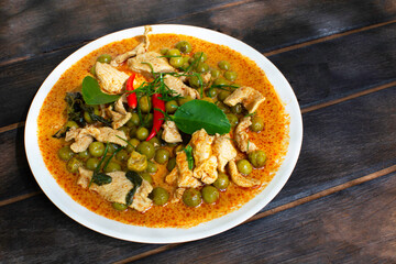 Pork Panang Curry in a Plate Spicy Thai food
