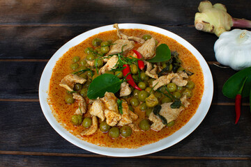 Pork Panang Curry in a Plate Spicy Thai food, Side dishes, spices, ingredients for cooking