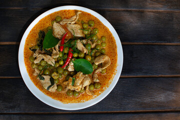 Pork Panang Curry in a Plate Spicy Thai food