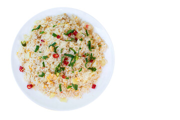 fried rice in a plate isolated on white background