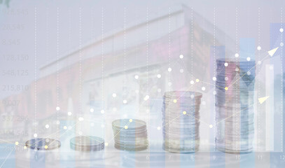 Close-up of stacked coins on isolated background. finance and money business concept Save money to prepare for the future, SoftFocus.