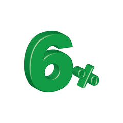 numerical 6 six 3d plastic effect number percentage symbol