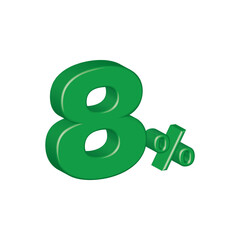 numerical 8 eight 3d plastic effect number percentage symbol