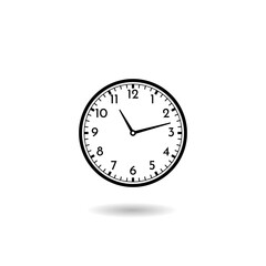 Clock time icon logo with shadow