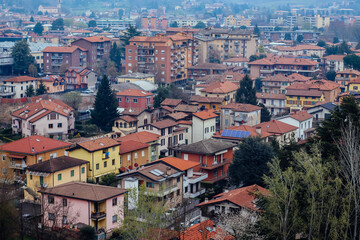 Citiyscape of residence houses and appartment buildings in Bergamo, Italy