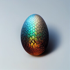 Iridescent egg design on neutral background