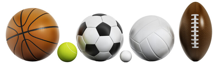Sports balls isolated on transparent background