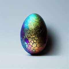 Iridescent egg design on neutral background