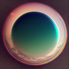 Planet in space, with visible atmosphere. Titan