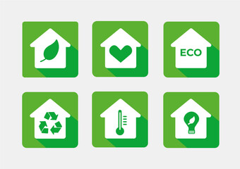 Obraz premium Eco house and environment line icon vector set. Ecology and nature green symbol. Nature icons. 