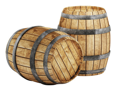 Wine barrels  isolated on transparent background