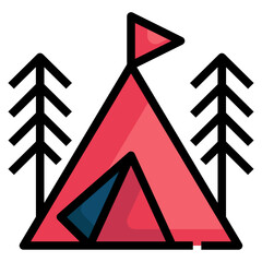 campingtent filled outline icon