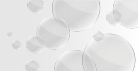 Realistic background with transparent yellow and purple bubbles and reflection effect.