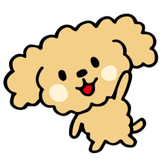 Fototapeta premium ゆるい手描きのトイプードル はい！返事ポーズ