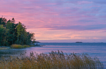 Peaceful autumnal seascape in the archipelago of Finland