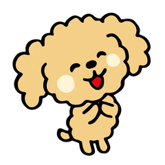 ゆるい手描きのトイプードル　ありがとうポーズ
