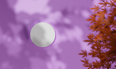 Top view with colorful background snd tree stand or podium on advertising display with blank backdrops. 3D rendering.