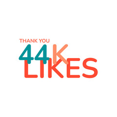 ILLUSTRATION THANK YOU 44K LIKES BANNER CELEBRATION. ICON TEMPLATE DESIGN VECTOR GOOD FOR SOCIAL MEDIA, CARD , POSTER