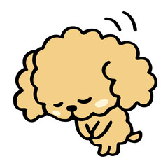 ゆるい手描きのトイプードル　おじぎポーズ