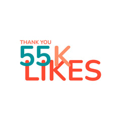 ILLUSTRATION THANK YOU 55K LIKES BANNER CELEBRATION. ICON TEMPLATE DESIGN VECTOR GOOD FOR SOCIAL MEDIA, CARD , POSTER