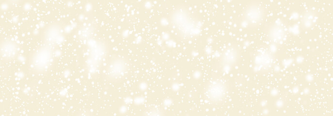 Abstract snowfall in dark sky. Falling white snow winter on light yellow grey sky background. Pastel soft color
