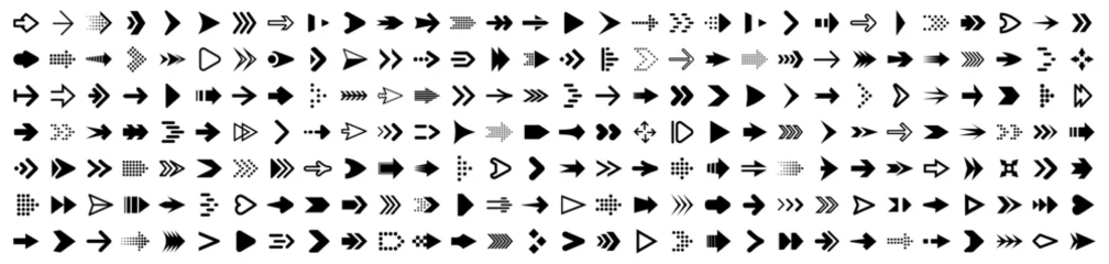 Tuinposter Set arrow icons. Collection different arrows sign. Set different cursor arrow direction symbols in flat style. Black arrows icons – stock vector © dlyastokiv