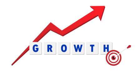 Growth flat with icons and texts