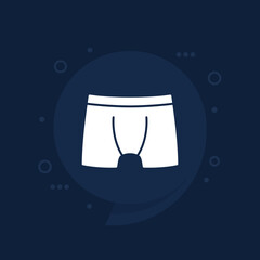 underwear, boxer shorts icon, vector