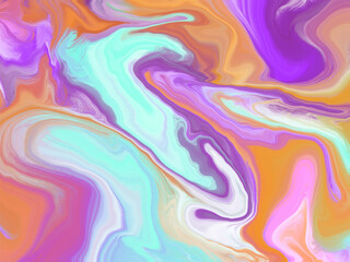 Trendy abstract colorful liquid marble texture. Hand painted psychedelic effect outer space image. Creative multicolor background. Bright colors fluid, flowing wallpaper.