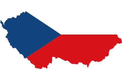 Czech Republic Map Flag. Czechia Border Boundary Country Shape Nation National Outline Atlas Flag Sign Symbol Banner. Transparent PNG Flattened JPG Flat JPEG