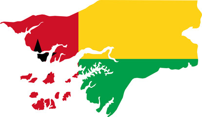 Guinea-Bissau Map Flag. Bissau-Guinean Border Boundary Country Shape Nation National Outline Atlas Flag Sign Symbol Banner. Guinea Bissau Transparent PNG Bissau Guinean Flattened JPG Flat JPEG