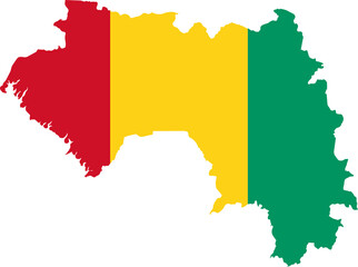 Obraz premium Guinea Map Flag. Guinean Border Boundary Country Shape Nation National Outline Atlas Flag Sign Symbol Banner. Transparent PNG Flattened JPG Flat JPEG