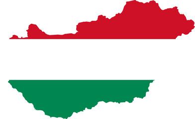 Hungary Map Flag. Hungarian Border Boundary Country Shape Nation National Outline Atlas Flag Sign Symbol Banner. Transparent PNG Flattened JPG Flat JPEG
