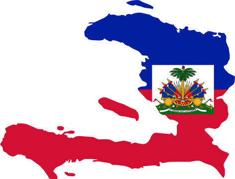 Haiti Map Flag. Haitian Border Boundary Country Shape Nation National Outline Atlas Flag Sign Symbol Banner. Hayti Transparent PNG Flattened JPG Flat JPEG
