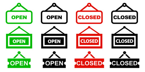 Obraz premium Set open and closed signboard - vector