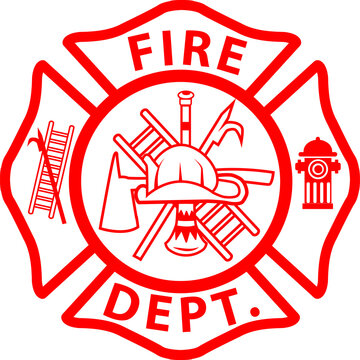fireman emblem sign on transparent background. fire department symbol. firefighter’s maltese cross.