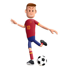 Fototapeta premium Football player kick the ball. Soccer player 3d character.