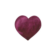 Watercolor heart shape isolated on white background. Hand drawn illustration for cards for Valentine s day