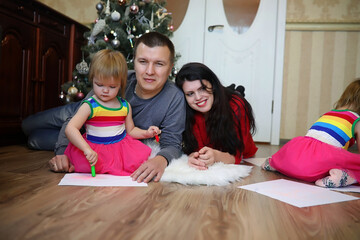 Young family with twin girls