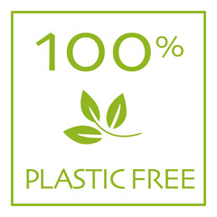 plastic free icon with green leaves